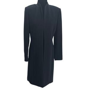 Tahari Open Front Jacket Navy Gray Top Stitch Size 6